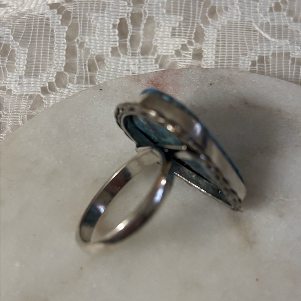 Turquoise Teardrop Silver Ring - Picture 4 of 4